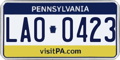 PA license plate LAO0423
