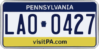 PA license plate LAO0427