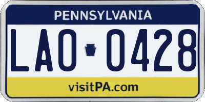 PA license plate LAO0428