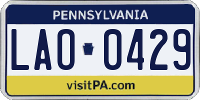 PA license plate LAO0429