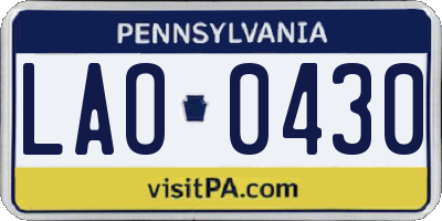 PA license plate LAO0430