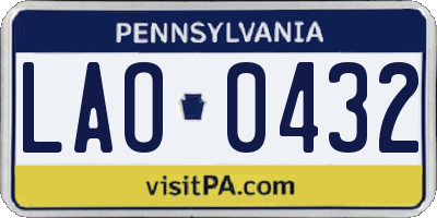 PA license plate LAO0432