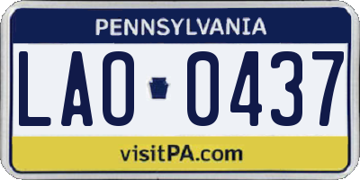 PA license plate LAO0437