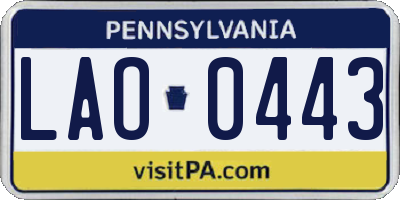 PA license plate LAO0443