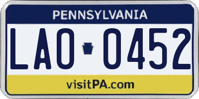 PA license plate LAO0452