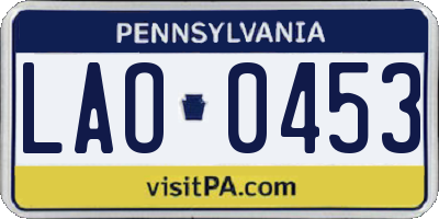 PA license plate LAO0453