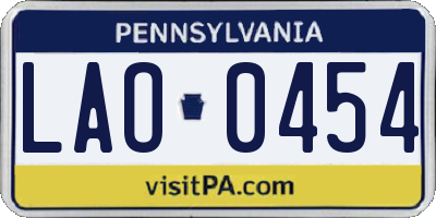 PA license plate LAO0454