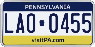 PA license plate LAO0455