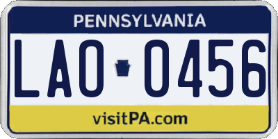 PA license plate LAO0456