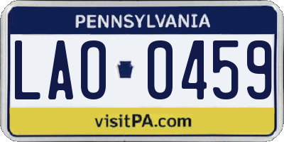 PA license plate LAO0459