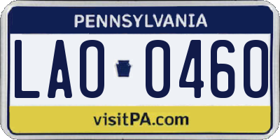 PA license plate LAO0460