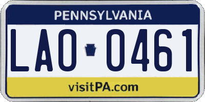 PA license plate LAO0461
