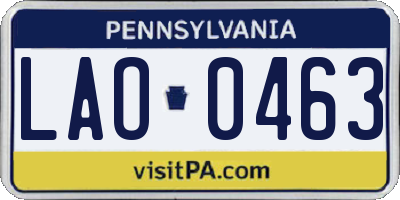 PA license plate LAO0463