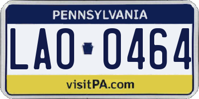 PA license plate LAO0464