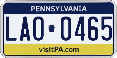 PA license plate LAO0465