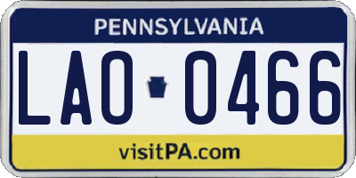 PA license plate LAO0466