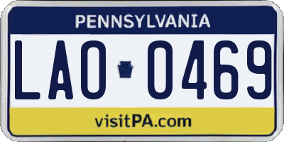 PA license plate LAO0469