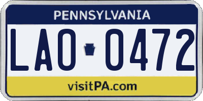 PA license plate LAO0472