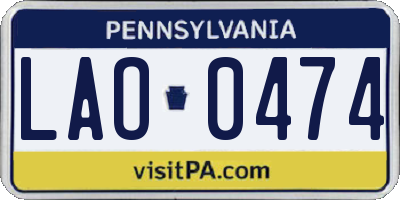 PA license plate LAO0474