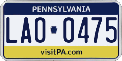 PA license plate LAO0475