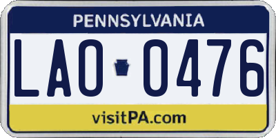 PA license plate LAO0476