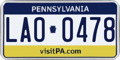 PA license plate LAO0478