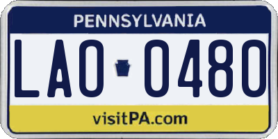 PA license plate LAO0480
