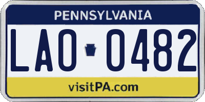 PA license plate LAO0482
