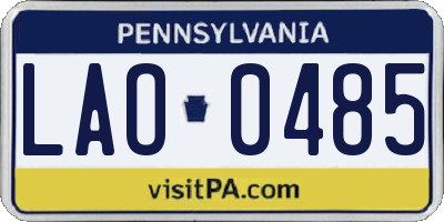 PA license plate LAO0485