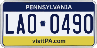 PA license plate LAO0490