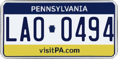 PA license plate LAO0494