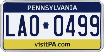 PA license plate LAO0499
