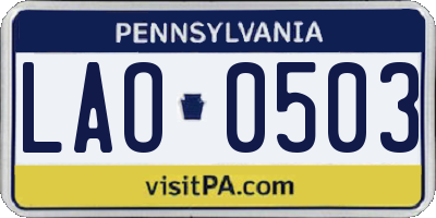 PA license plate LAO0503