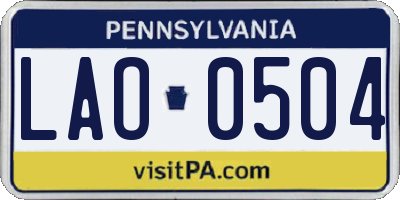 PA license plate LAO0504