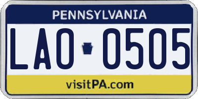 PA license plate LAO0505