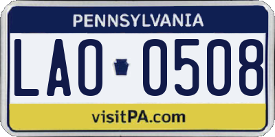 PA license plate LAO0508