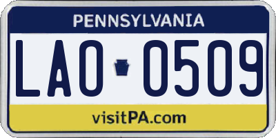 PA license plate LAO0509