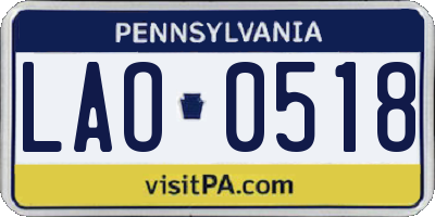 PA license plate LAO0518