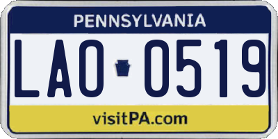 PA license plate LAO0519