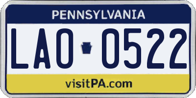 PA license plate LAO0522