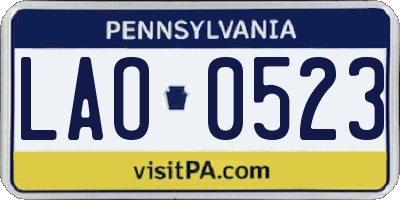PA license plate LAO0523