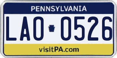 PA license plate LAO0526