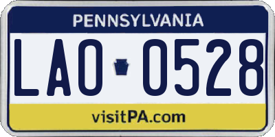 PA license plate LAO0528
