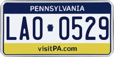 PA license plate LAO0529