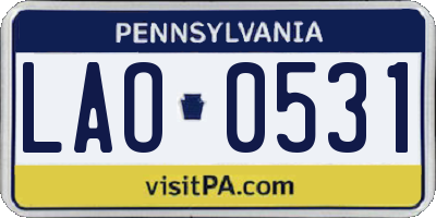 PA license plate LAO0531