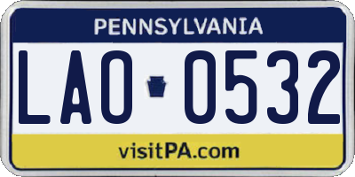 PA license plate LAO0532