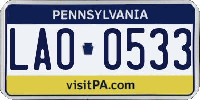 PA license plate LAO0533
