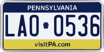 PA license plate LAO0536