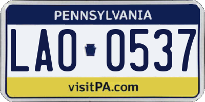 PA license plate LAO0537