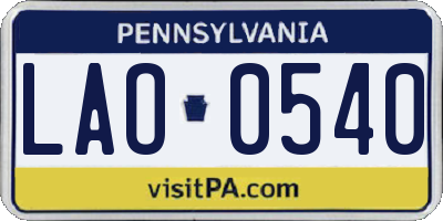 PA license plate LAO0540